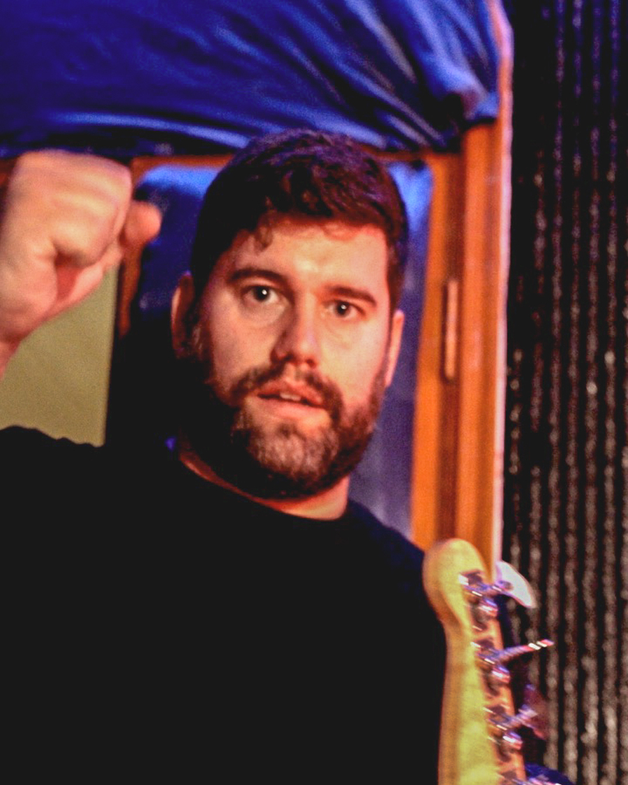 Bassist performing live